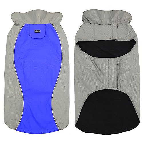 Vizpet Dog Raincoat Waterproof Coats,Dog Jacket High Visibility Warm Vest Dog Clothes for Small Medium Large Dogs (Blue-XXXL) - size: Blue-XXXL
