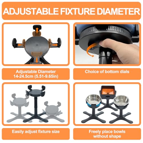Adjustable Dog Bowl Stand Raised Bowl with 3 Heights Tilted Feeding Stand Elevated Stand for Dog Bowls Adjusts to 5.5",9.45",13.2" Non-Slip for Small Medium Large Dogs - color: Dog Bowls