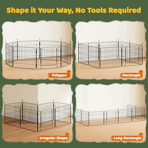 Yaheetech Dog Playpen for Puppy/Small Dogs, Foldable Pet Pen Expandable Fence with Door for Indoor/Outdoor Use, 20 Inch 8 Panels, Black - size: 20 inch