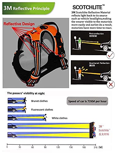 Reflective nylon large pet dog harness all-weather service dog V -shaped pad adjustable safety lead belt pet L69-81cm chest brown