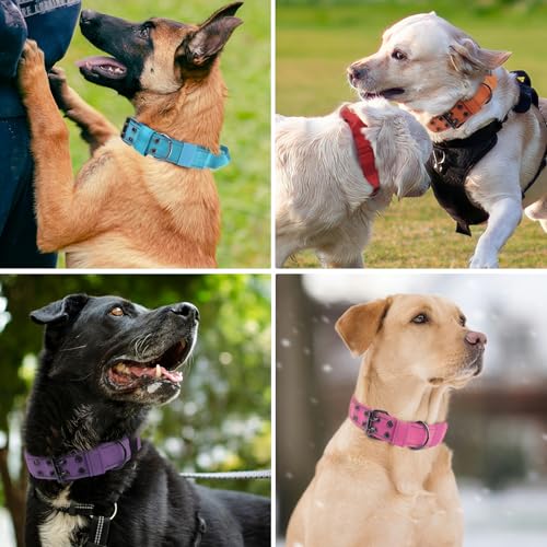 Tactical Dog Collar with Control Handle, Military Adjustable Pet Collar Reflective Heavy Metal Buckle Dog Collar, Soft Nylon Training Collar for Medium Large Dogs (Green, Large) - color: Green, size: Large