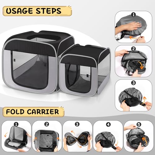 Tailtastic Large Cat Playpen with Separate Areas,Outdoo&Indoor Cat Enclosures,Portable Pet Playpen for Indoor Cats,Puppy and Small Animals, Dog Playpen with Carrybag.