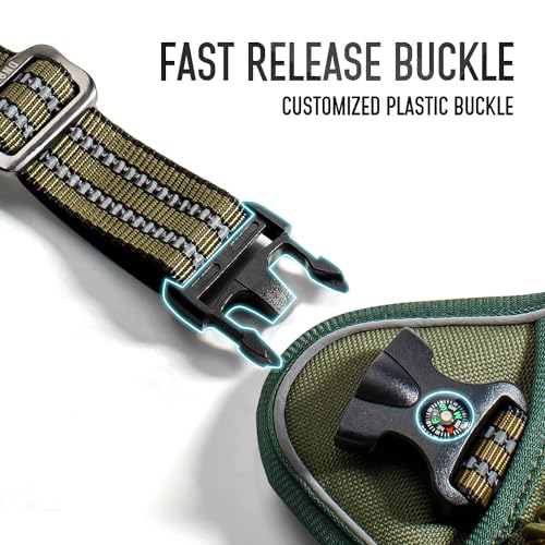 Tactical Dog Harness for Medium & Large Dogs, Green Adjustable No-Pull Control with Handle, Heavy Duty Reflective Vest - Size S - color: Army Green, size: S