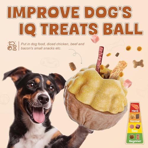 Dog Frozen Treats Toy, Cognitive Dogs Brain Stimulation Puzzle Toys for Aggressive Chewers, Interactive Dispensing Toy Enrichment Keep Them Busy No-Boredom, Tough Nylon&Coffe Wood Fillable Dog Feeder - color: Coffe Wood