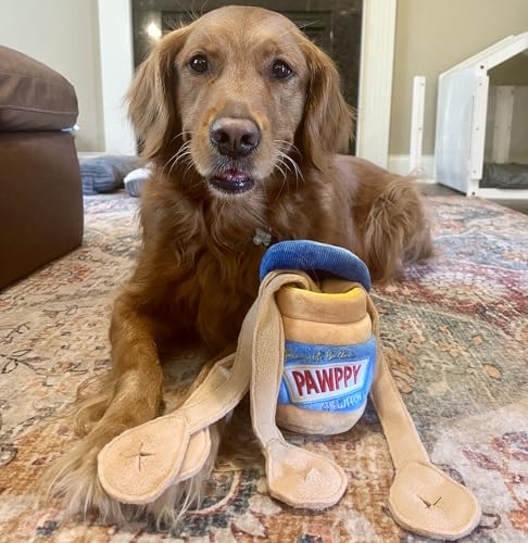 CHEWFFON Interactive Dog Enrichment Toy, Cute Crinkle&Snuffle Puppy Toys, Hide & Seek Puzzles, Peanut Butter Jar Toys for Brain Stimulation, for All Dog Sizes - style: Peanut Butter