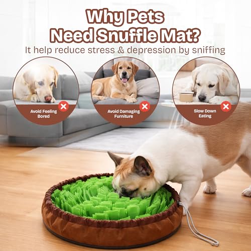 Snuffle Mat for Dogs | Travel-Friendly & Durable Dog Sniff Mat | Encourages Foraging, Mental Stimulation, Slow Eating | Interactive Dog Activity Mat for Puppies & Adult Dogs (Green) - color: Green