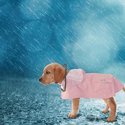 Dog Raincoat,Waterproof Rain Poncho with Hoodie, High Reflective Adjustable Pet Rain Jacket with Leash Hole for Small Medium and Large Dogs (Pink, X-Large) - color: Pink, size: X-Large: 37-55lbs