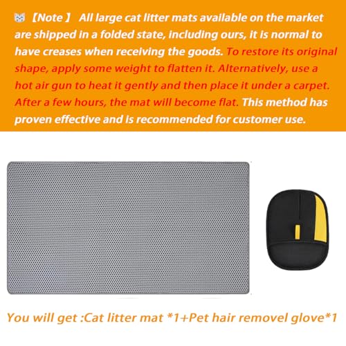 Large Cat Litter Mat, 46x32 Inches Extra Large Double Layer Honeycomb Cat Litter Trapping Mat, Non Slip Waterproof Urine Proof Mat, Scratch Resistant Durable Litter Rug - color: Grey 46"x 32"(2026 Upgrade Edition)+Gloves