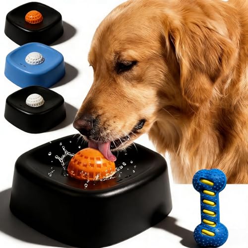 2026 Upgraded Slow Feed Liquid Dog Bowls, Anti-Slip Dog Lick Bowl with Roller Ball, Interactive Liquid Treat Dog Bowls, Bone Broth Dog Lick Bowls for Dogs and Cats (Black-B) - color: Black-B