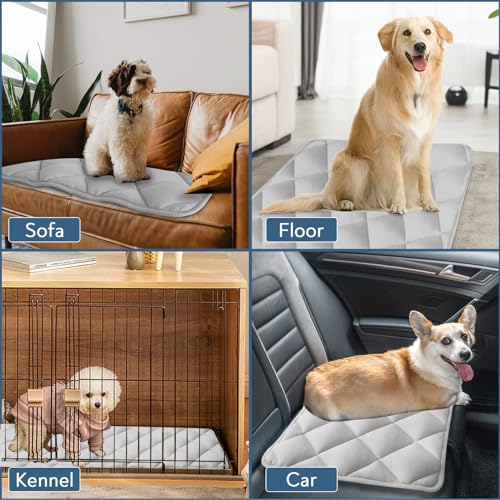 Magik & Kover Dog Crate Pad 2 Pack (42" x 28"), Soft Dog Crate Mat with Anti-Slip Bottom, Machine Washable Kennel Pad, Fits 42 Inch, Grey - size: 42 x 28 Inch