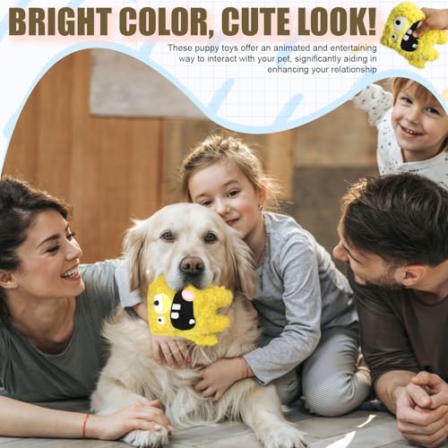 Squeaky Dog Toy, Plush Stuffed Dog Toy Keep Them Busy Tug of War Dog Chew Toy for Small Medium Large Dogs (Yellow) - color: Yellow