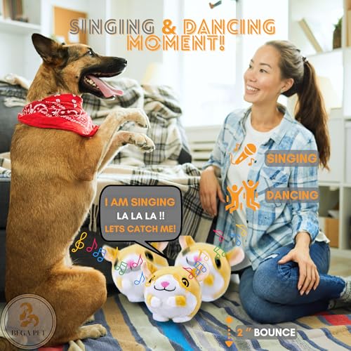 Interactive Dog Toys for Boredom 6.5 in - Rechargeable Moving Dog Chew Crab Toy for Small Medium Large Dogs to Keep Them Busy Hamster Jumping Squeaky Puppy Toy with Recording and Music, Gift