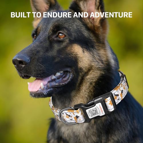Reflective Dog Collar, Personalized Dog Collars with QR Code Buckle, Soft Nylon Pet Collar Adjustable for Small Dogs, Camo Gray S - color: Camo Gray, size: Small