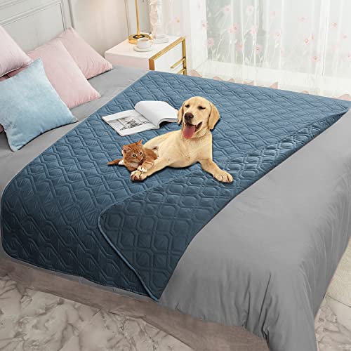 Ameritex Waterproof Blanket Reversible Dog Bed Cover Pet Blanket for Furniture Bed Couch Sofa - color: Navyblue, size: 30x53 Inch (Pack of 1)
