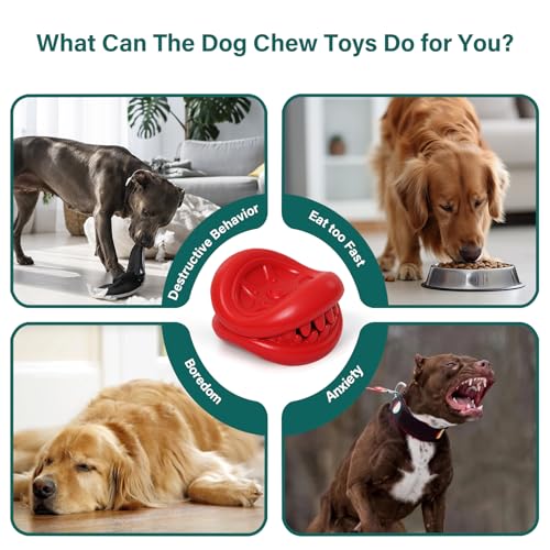 Treat Dispensing Dog Toys - Durable Natural Rubber Chew Toy for Large Medium Dogs, Aggressive Chewer Dog Toys, Relieve Boredom Separation Anxiety & Cleans Teeth, Dishwasher Safe - color: Red Tire