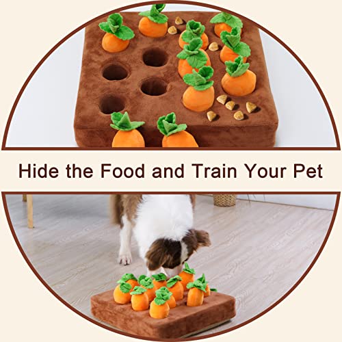Interactive Dog Toys,Carrot Snuffle Mat for Dogs Plush Puzzle Toys 2 in 1 Non-Slip Nosework Feed Games Pet Stress Relief with 12 Carrots - style: NORMAL