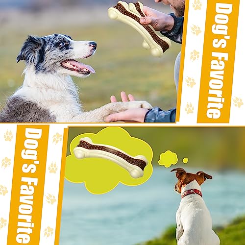 Sosation 3 Pack Chew Toys for Aggressive Chewers, Bone Toys Nylon Beef Flavor Dog Teething Toys for Large/Medium/Small Puppies Breeds(Small, Large, Medium, Curved Bone) - size: Small, Large, Medium, style: Curved Bone