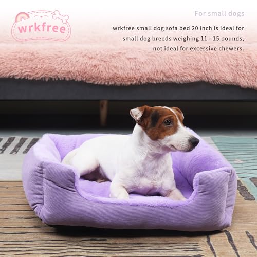 Tiny Dog Bed 20 Inch for Small Dogs, Soft Rectangle Puppy Bed with Plush Surface, Washable Pet Bed,Purple - color: Purple, size: 20"x19"x5"