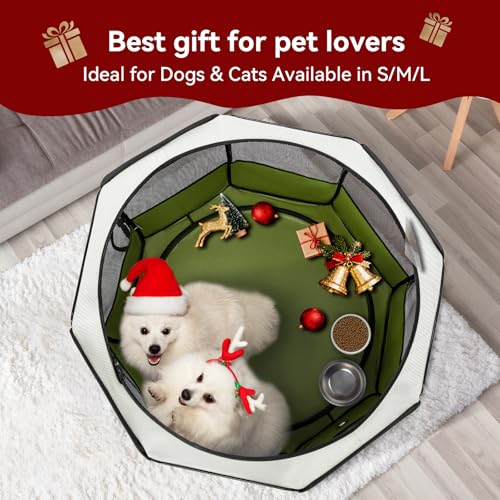 PETSFIT 45.5" Dog Playpen Indoor/Outdoor-Jump-Proof 28.5" Height with Removable Waterproof Mat & Zippered Roof | RV, Camping, Travel Dog Pen | Whelping & Cat Observation Space(45.5"L x 45.5"W x 28.5H) - color: Green