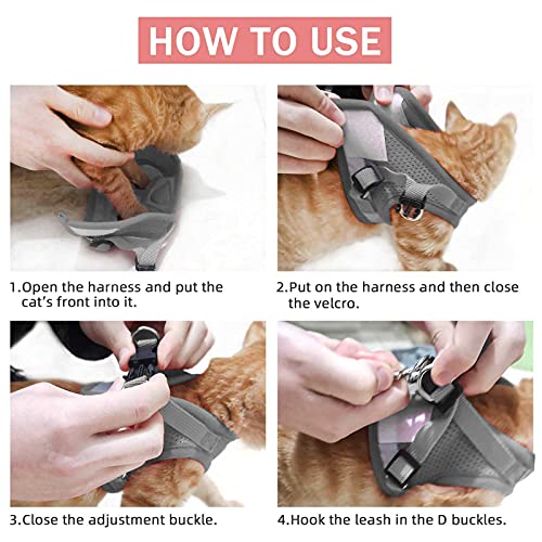 Cat & Dog Harness - All Weather Mesh, Reflective Strap, Step-in Adjustable for Small Cats & Dogs (Pink-Pattern, S) - color: Pink-pattern, size: Small (Chest: 11"-13")