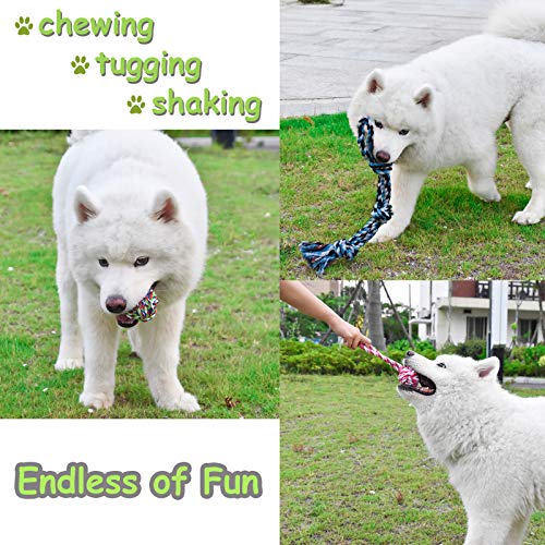 LECHONG Rope Dog Toys for Aggressive Chewers Large Breed Medium Breed, Small Dog Puppy Teething Chew Toys Heavy Duty Dental Dog Rope Toys Prevents Boredom and Relieves Stress - size: 8pack