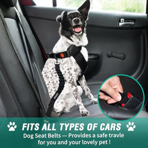 Dog Seat Belt, Durability Retractable Dog Car Harness Adjustable Dog Seat Belt for Vehicle Nylon Pet Safety Seat Belts Heavy Duty & Elastic - color: Set 01 Pack A-White