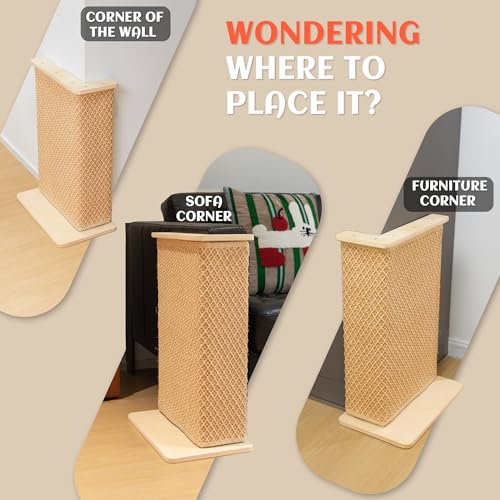PETKARAY Extended Couch Corner Cat Scratcher, 24" Sisal Couch Protector from Cat Claws, Wider Couch Side Furniture Scratch Protection for Cats