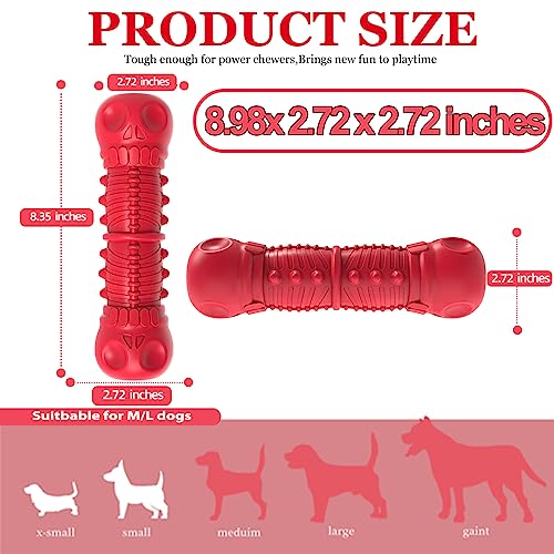 ZIKATON Dog Squeaky Toys for Aggressive Chewers, Durable Chew Toys for Large Medium Breed Dog, Dog Toys, Tough Durable Dogs Toys with Natural Rubber - color: A Red
