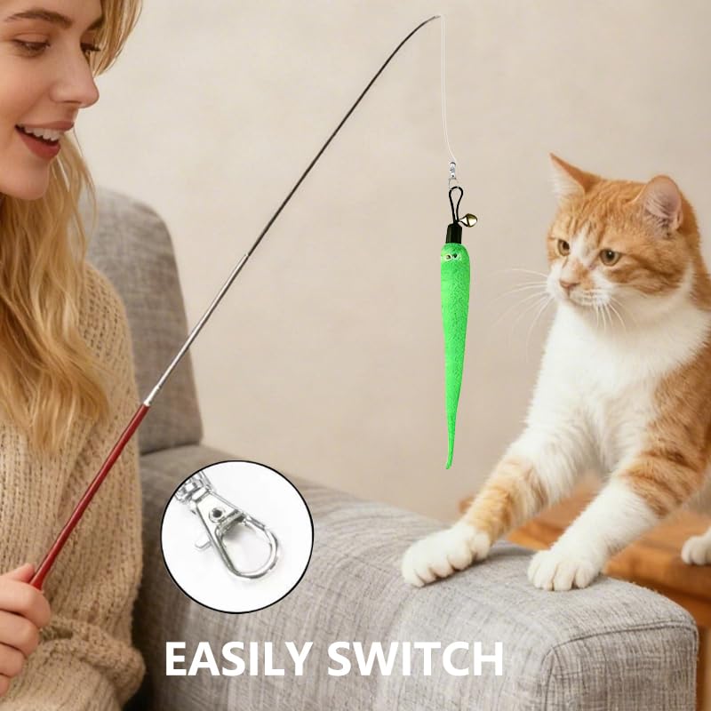 Vamelia Interactive Cat Toys Retractable Feather Toys Interactive Catcher Refills for Indoor Cats to Chase and Exercise