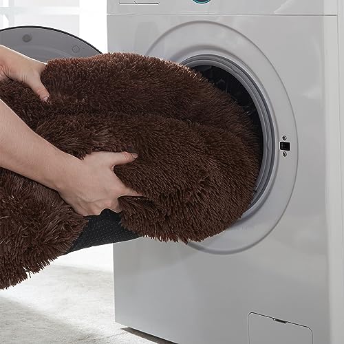 WESTERN HOME WH Calming Dog Bed & Cat Bed, Anti-Anxiety Donut Dog Cuddler Bed, Warming Cozy Soft Dog Round Bed, Fluffy Faux Fur Plush Dog Cat Cushion Bed for Small Medium Dogs and Cats - color: Coffee, size: 27.0"L x 27.0"W x 8.0"Th