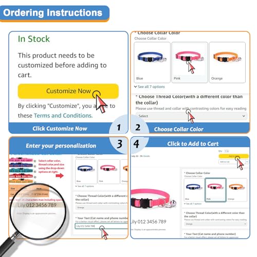 Personalized Cat Collars, Embroidered with Pet Name and Phone Number, Adjustable Nylon Breakaway Safety Release Buckle ID Collar,Custom Text with Bell for Cat or Kitten,Red - color: Red