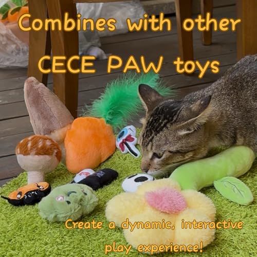 CECE PAW 4 Pack Cat Carrot Feather Toy, Catnip Refillable Toys, Cat Kicker Toy with Treat Pockets and 6 Catnip Pouches - color: Carrot Toy + Catnip, size: Cat