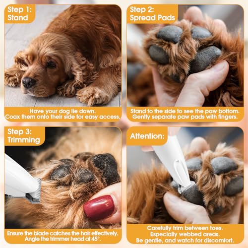 Palksky Dog Clippers for Grooming - 2 in1 Upgraded Electric Dog Paw Trimmer with Nail Grinder, Rechargeable Waterproof Paw Trimmer with Led Display for Dogs Paws, Ears, Face, Rump & Eyes - size: Multi-function