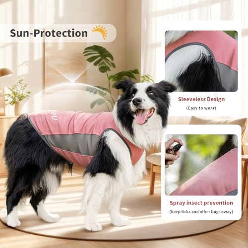 Dog Shirt, Cooling Vest Lightweight Breathable, Dog T-Shirts All-Season Sun Protection Quick Dry Soft Stretchy Reflective Tank Top - Small Medium Large Dogs (Brier Rose+Lilac Ether, Small) - color: Brier Rose+Lilac Ether, size: Small (18-24lbs)