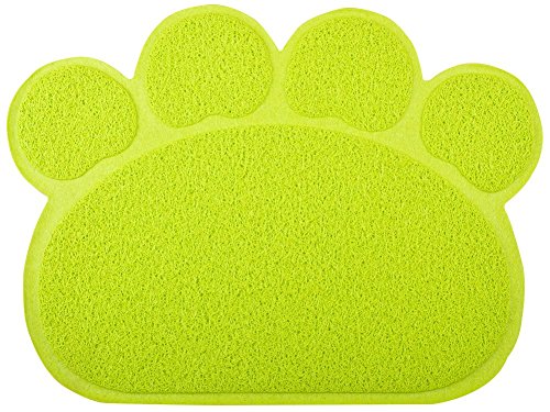 Paw-Shaped Large Cat Litter Box Mat,23.5x17.5 Inches (Lime) - color: Limne
