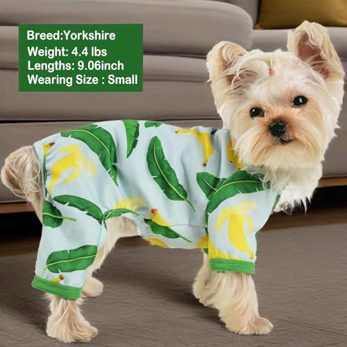 Dog Pajamas for Small Dogs, Soft Thin Pjs Jammies Cat Doggie, Summer Pet Cute Puppy Clothes Outfits Dogs Boy Girl(Banana,S) - color: Banana, size: Small (Chest 14.2 in)