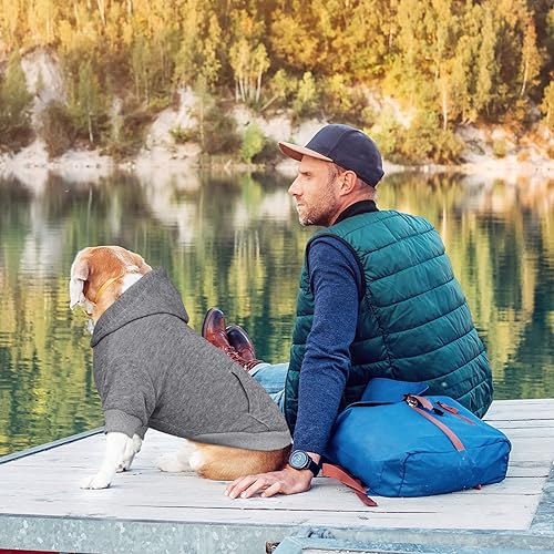 Dog Hoodie Dog Sweaters for Large Dogs Pet Sweater Solid Soft Brushed Fleece Pet Clothes Hoodie Sweatshirt with Pocket(Grey-L) - color: Grey, size: Large