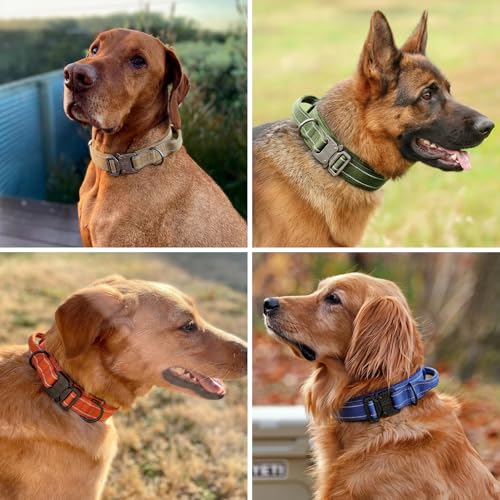 Heavy Duty Tactical Dog Collar and Leash Set, Military Training Nylon Reflective Collar with Handle Metal Buckle for Medium Large Dogs, Black, M (1 Patch Included) - color: Reflective Collar Black Set, size: Medium