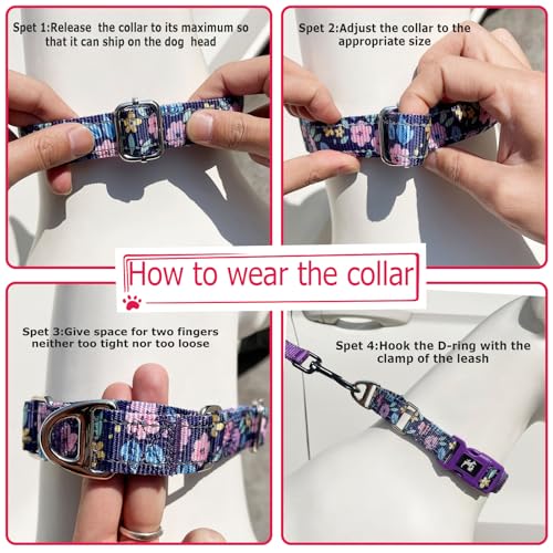 Martingale Dog Collars Reflective Nylon Dog Collar with Quick Release Buckle Adjustable Training No Slip Dog Collar (Small,Pink) - color: P, size: S