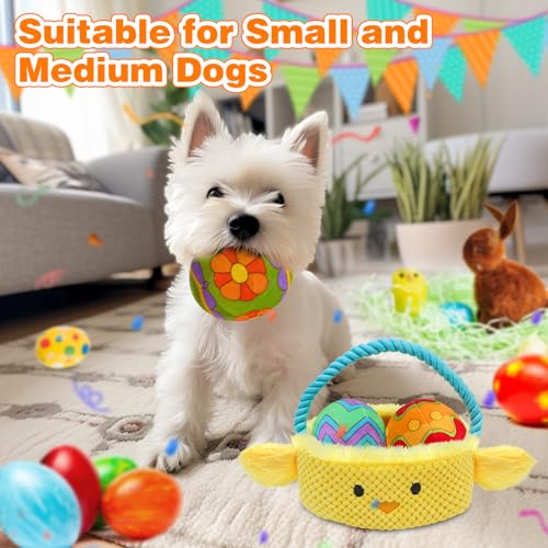 Easter Dog Toys, Easter Basket Hide and Seek Dog Toy, Squeaky Interactive Puzzle Dog Toys Built-in Crinkle Paper for Boredom and Stimulation, Easter Dog Gifts for Small and Medium Dogs - style: L-Basket