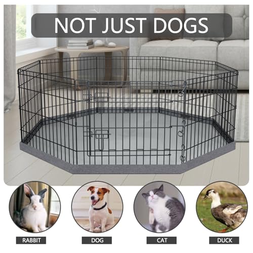 PETIME Foldable Metal Dog Exercise Pen/Pet Puppy Playpen Kennels Yard Fence Indoor/Outdoor 8 Panel 24" W with Top Cover and Bottom Pad (Playpen+Bottom+Top Cover, 8 Panels 24" H) - size: 24''H