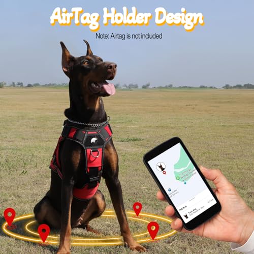 Service Dog Vest for Large Dogs, Tactical Dog Harness Vest No Pull with Handle, Adjustable Reflective Military K9 German Shepherd Dog Vest for Walking, Training, Hunting (Bright Red, L)
