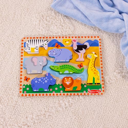 Melissa & Doug Safari Wooden Chunky Puzzle (8 pcs), Educational Screen Free Activity for Toddler, Preschoolers and Kids Ages 2+ - FSC Certified - style: Safari