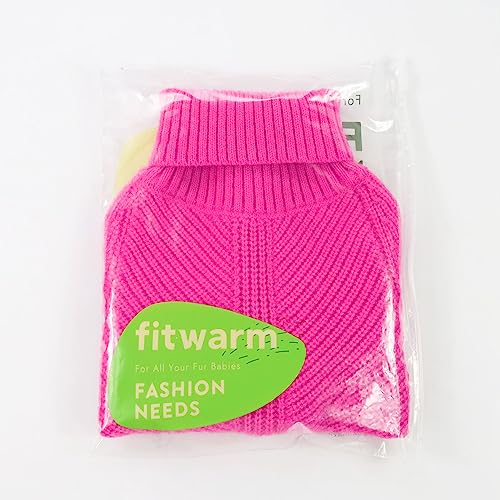 Fitwarm Valentines Dog Turtleneck Sweater, Dog Winter Clothes for Small Dogs Girl, Knitted Pet Coat, Cat Outfit, Hot Pink, XS - color: Rose Red, size: X-Small
