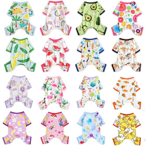Dog Pajamas Pjs Spring Summer Dog Clothes for Small Dogs Girl - Boy - Medium Size Dogs, Soft Stretchy Puppy Clothes Doggie Onesies Cat Pet Jammies Outfit (Banana, X-Large) - color: Banana, size: X-Large(16-20 lb)