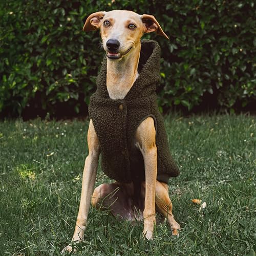 Tuff Pupper Fleece Dog Hoodie Sweater | Teddy Sherpa Outer & Soft Polar Fleece Lining | Adjustable Fit Winter Coat with Hood, Leash Hole, Ribbed Cuffs | for Small Medium Large XL XXL Dogs (Olive, XS) - color: Olive, size: 10-15 lbs (X-Small)