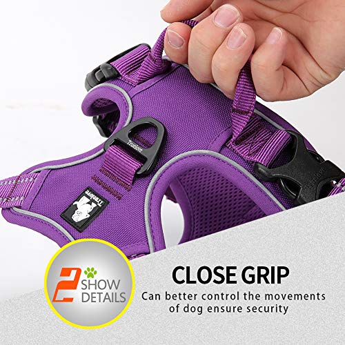 JUXZH Truelove No Pull Dog Harness with Easy Control Handle and 2 Leash Attachments ,Reflective Adjustable Pet Vest - color: purple, size: Small (Pack of 1)