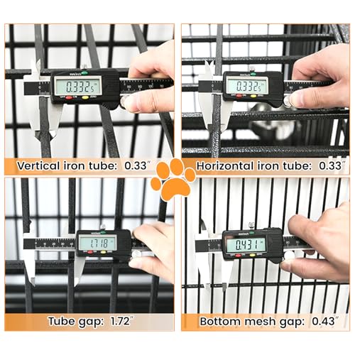 Homey Pet 43 Inch Two Tiers Dog Crate Cage Kennel with Divider, Stackable Heavy Duty Dog Crate for Large Dogs, Escape Proof Indestructible Dog Kennel Indoor with Removable Tray, Lockable Wheels - size: 43"L - 2 Tiers