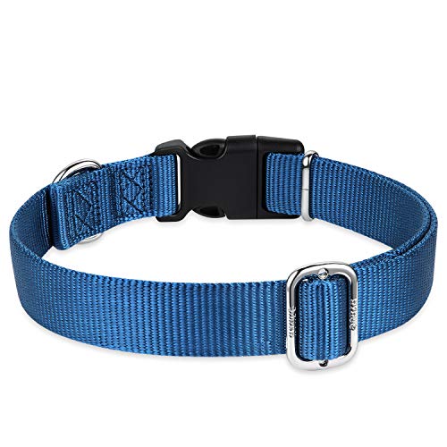 Medium Dog Collar, Blue:Heavy-Duty Quick-Release Nylon Buckle, Adjustable & Durable, Cute Dog Collar (Medium, Classic Blue) - color: Classic Blue, size: Medium
