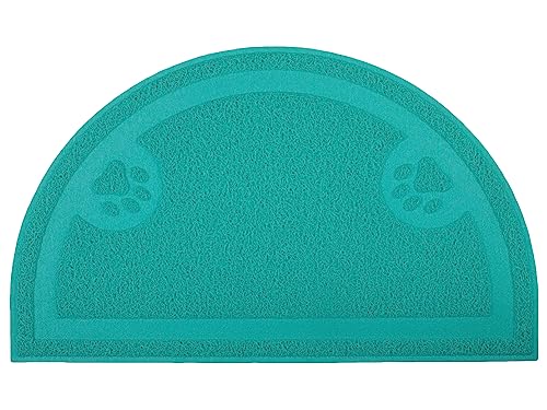 Paw Print Cat Litter Mat, Kitten Litter Mat, Door Mat, Semicircle, 23.5x14.25 Inchs (Turquoise) - color: Turquoise